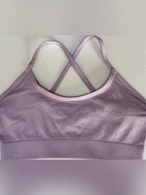 adidas Seamless Sports Bra Lavender Purple Crisscross Back Medium NWT